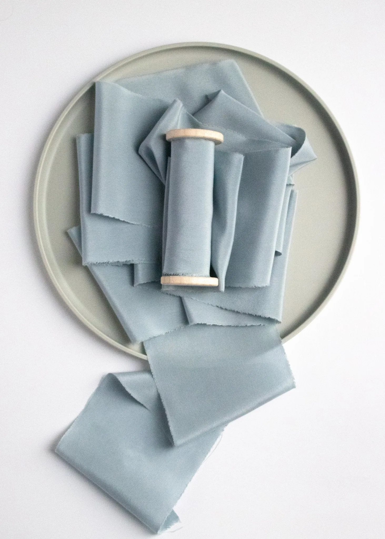 Blue Bell Blue Silk Ribbon in Crepe de Chine, Naturally Dyed