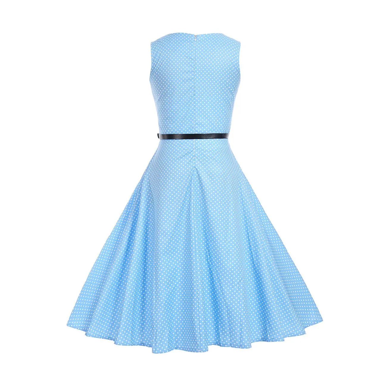 Boatneck Sleeveless Vintage Tea Dress With Belt