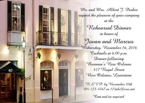 BRENNAN'S RESTAURANT (NIGHT HORIZONTAL) CUSTOM INVITATION