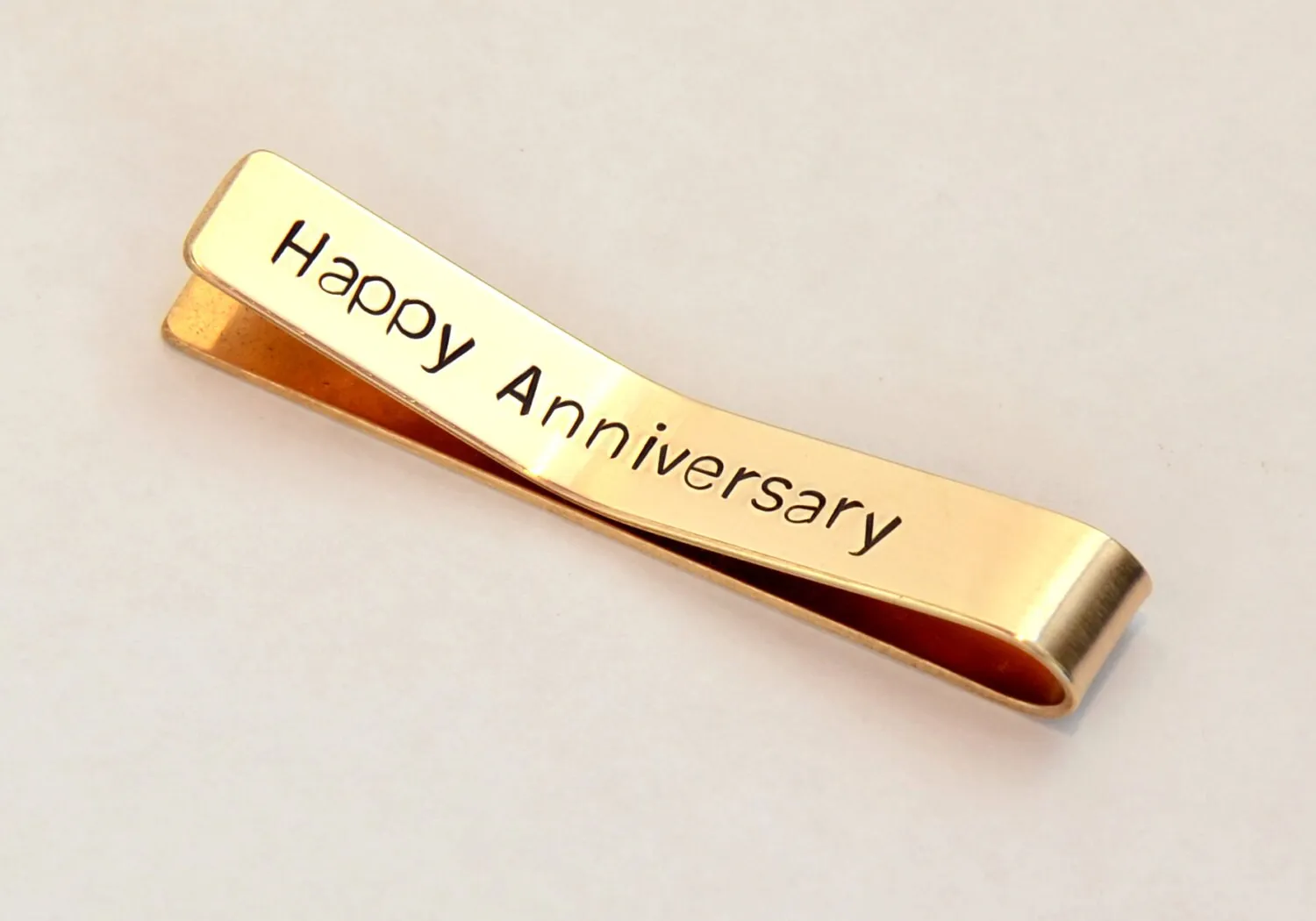 Bronze Tie Clip for the 8th Anniversary - Personalized Tie Bar