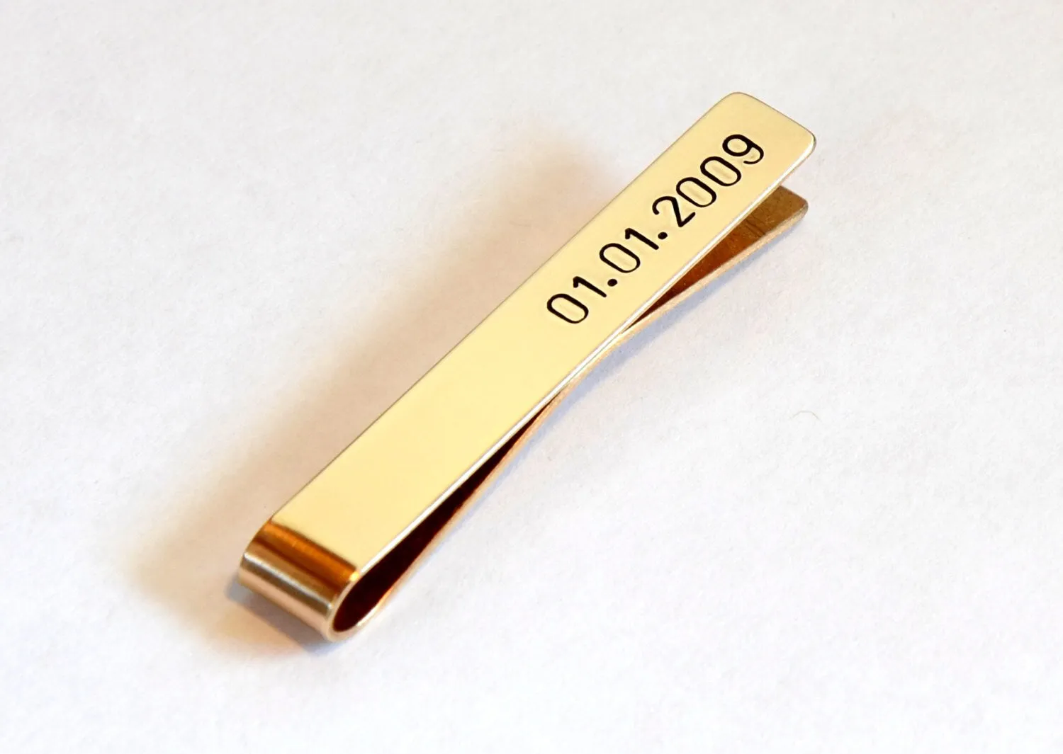 Bronze Tie Clip for the 8th Anniversary - Personalized Tie Bar