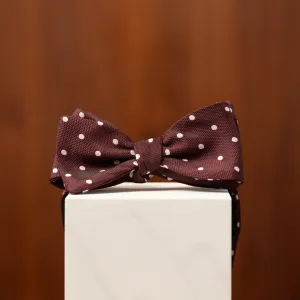 Burgundy with White Polka Dots Silk Bow Tie