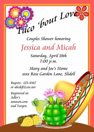 CACTUS AND LEANING SOMBRERO CUSTOM INVITATION