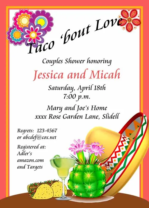 CACTUS AND LEANING SOMBRERO CUSTOM INVITATION