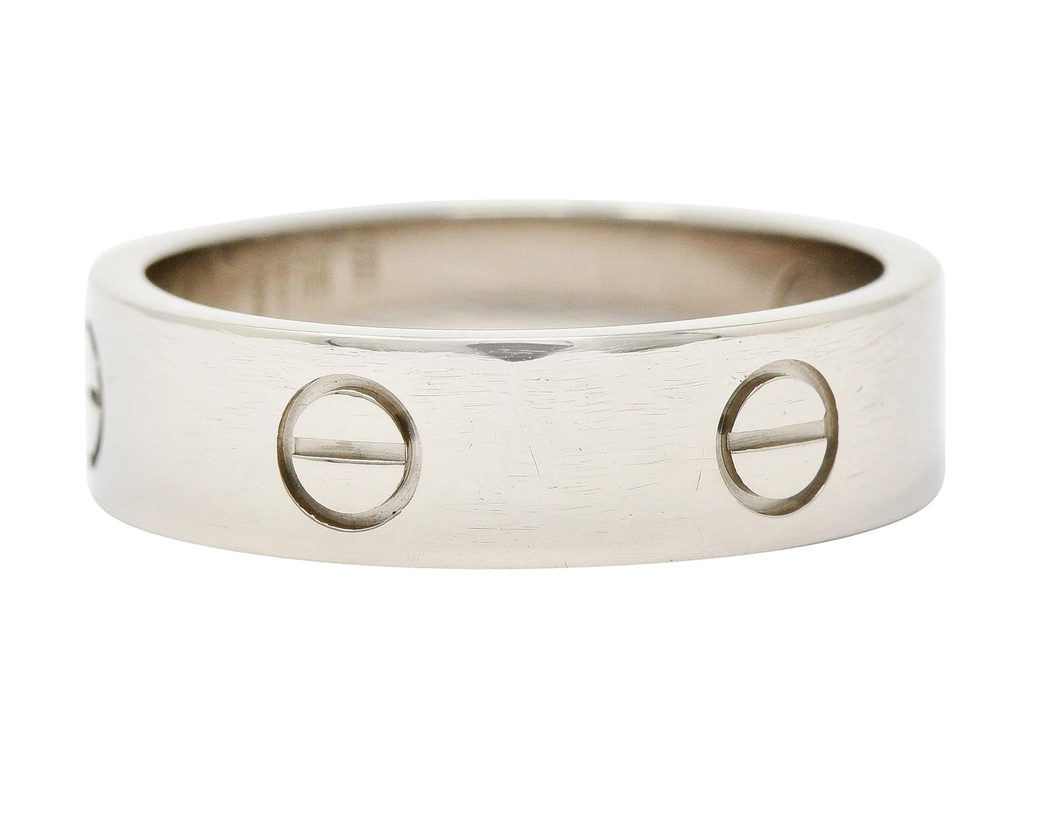 Cartier 18 Karat White Gold Unisex Vintage Love Band Ring