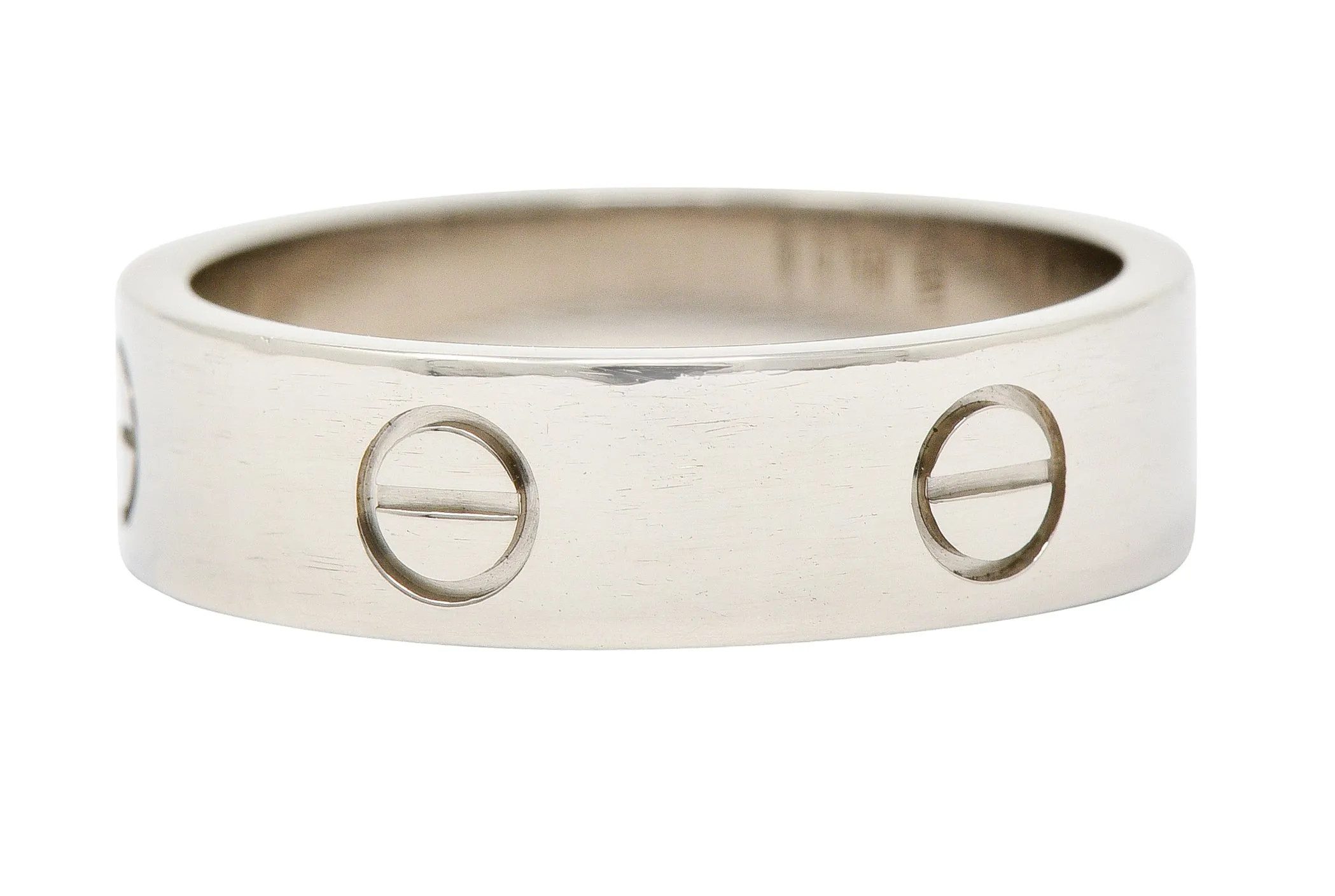 Cartier 18 Karat White Gold Unisex Vintage Love Band Ring