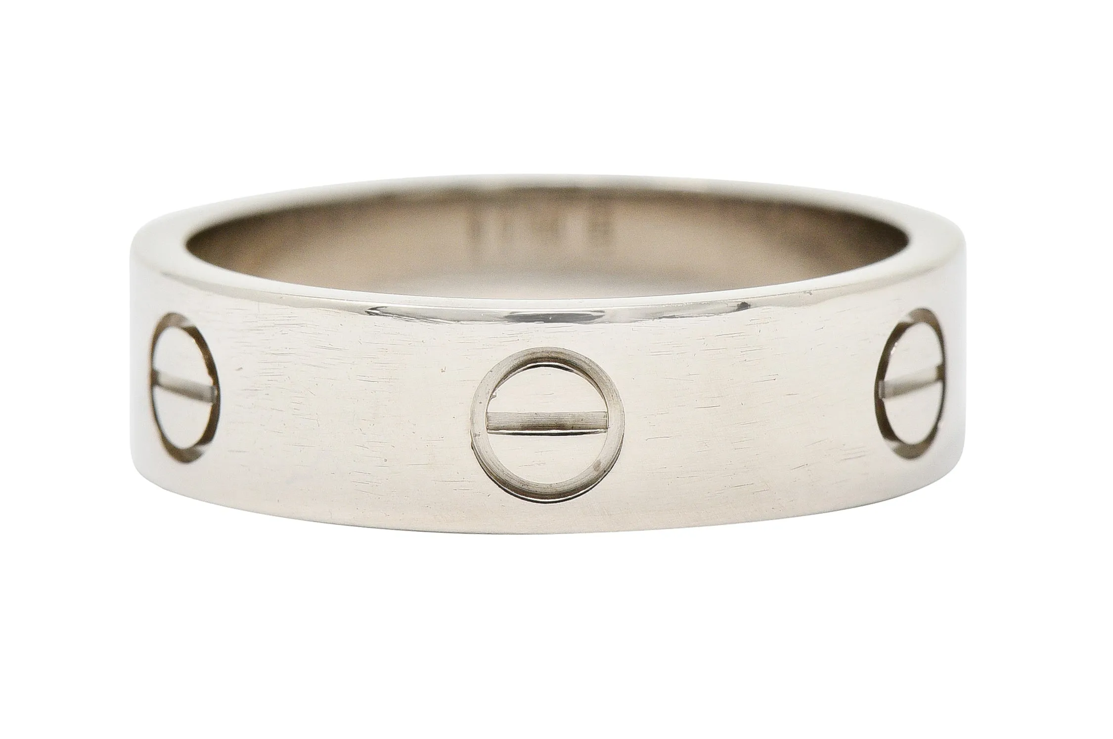 Cartier 18 Karat White Gold Unisex Vintage Love Band Ring