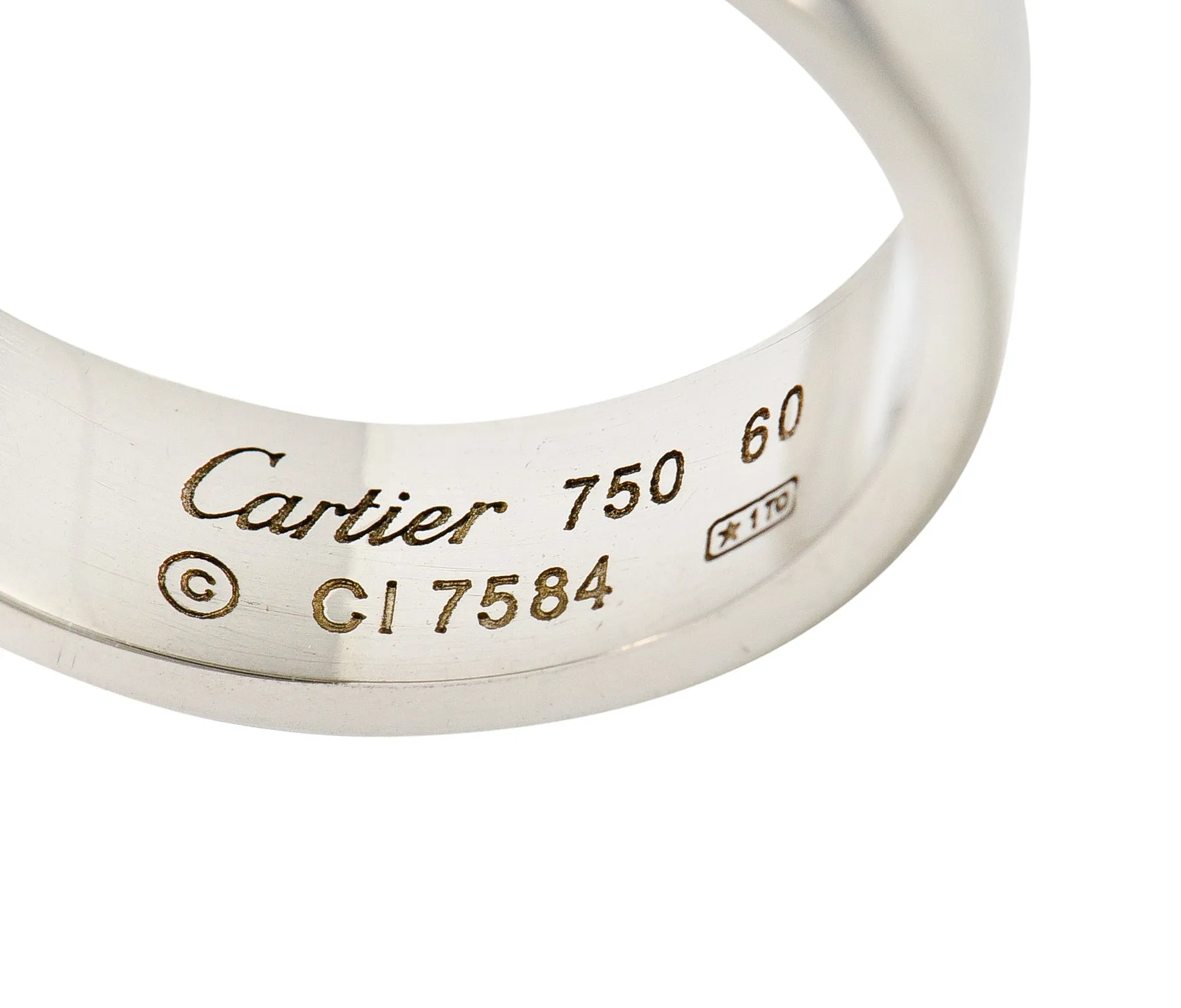 Cartier 18 Karat White Gold Unisex Vintage Love Band Ring