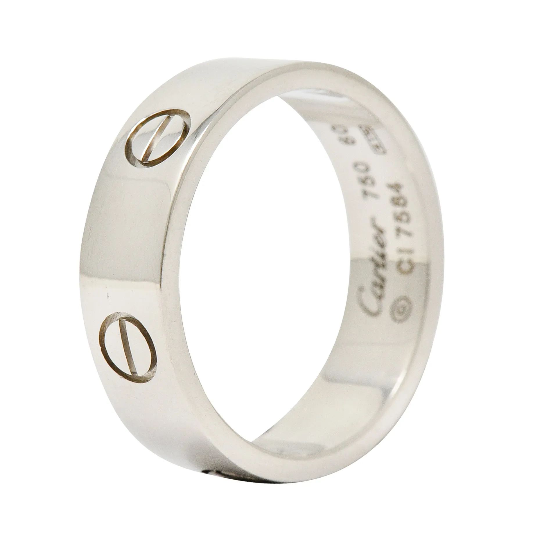 Cartier 18 Karat White Gold Unisex Vintage Love Band Ring