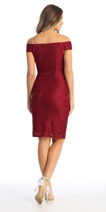 Celavie 6333 Off-the-Shoulder Cocktail Dress Embellished Waist