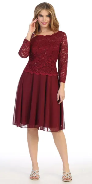 Celavie 6426 Short A-Line Dress with Quarter Sleeves
