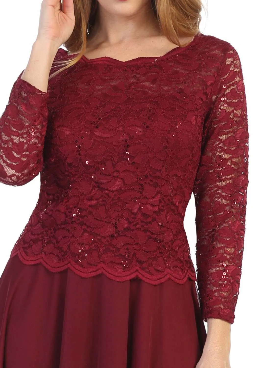 Celavie 6426 Short A-Line Dress with Quarter Sleeves