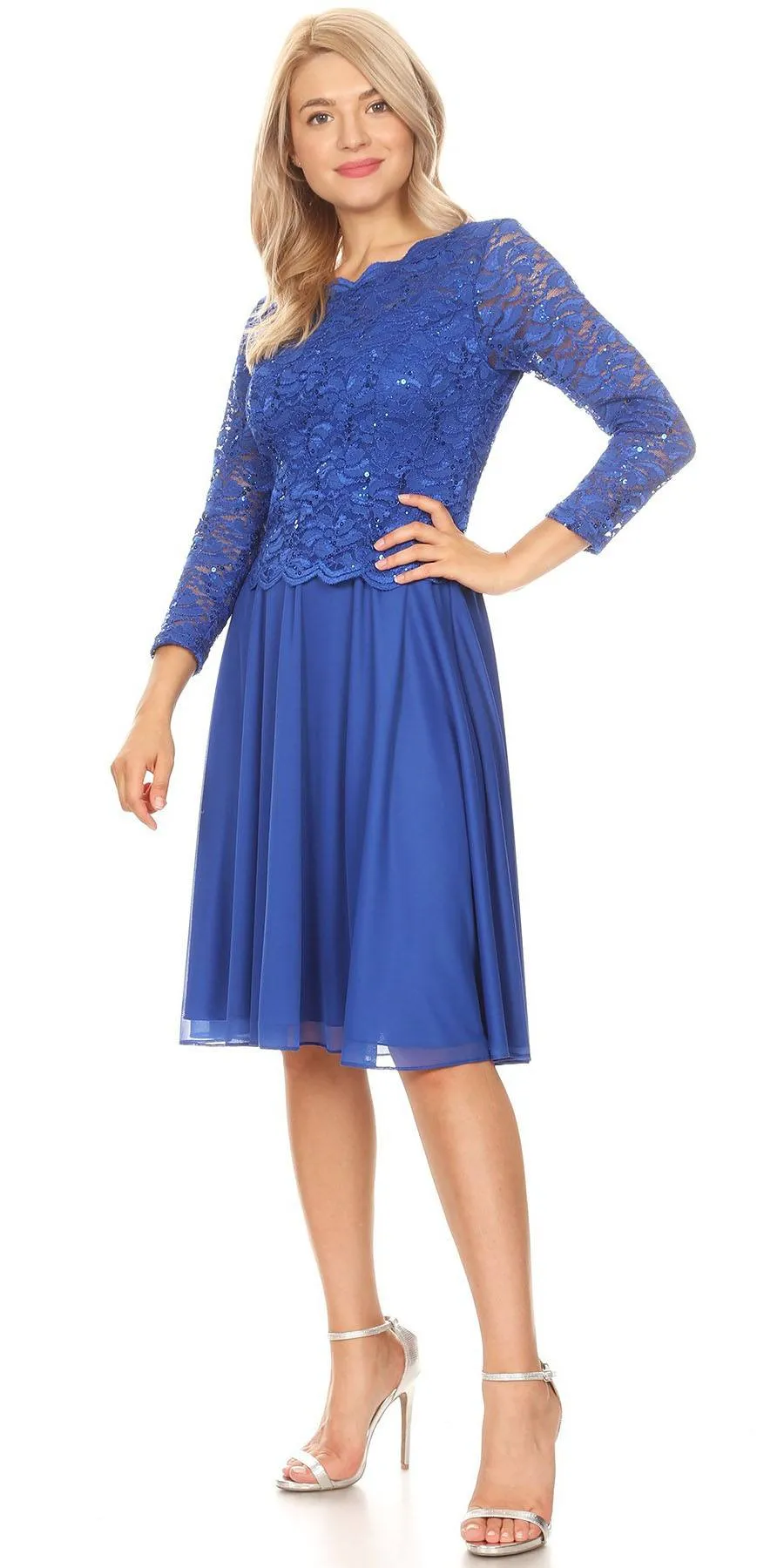 Celavie 6426 Short A-Line Dress with Quarter Sleeves