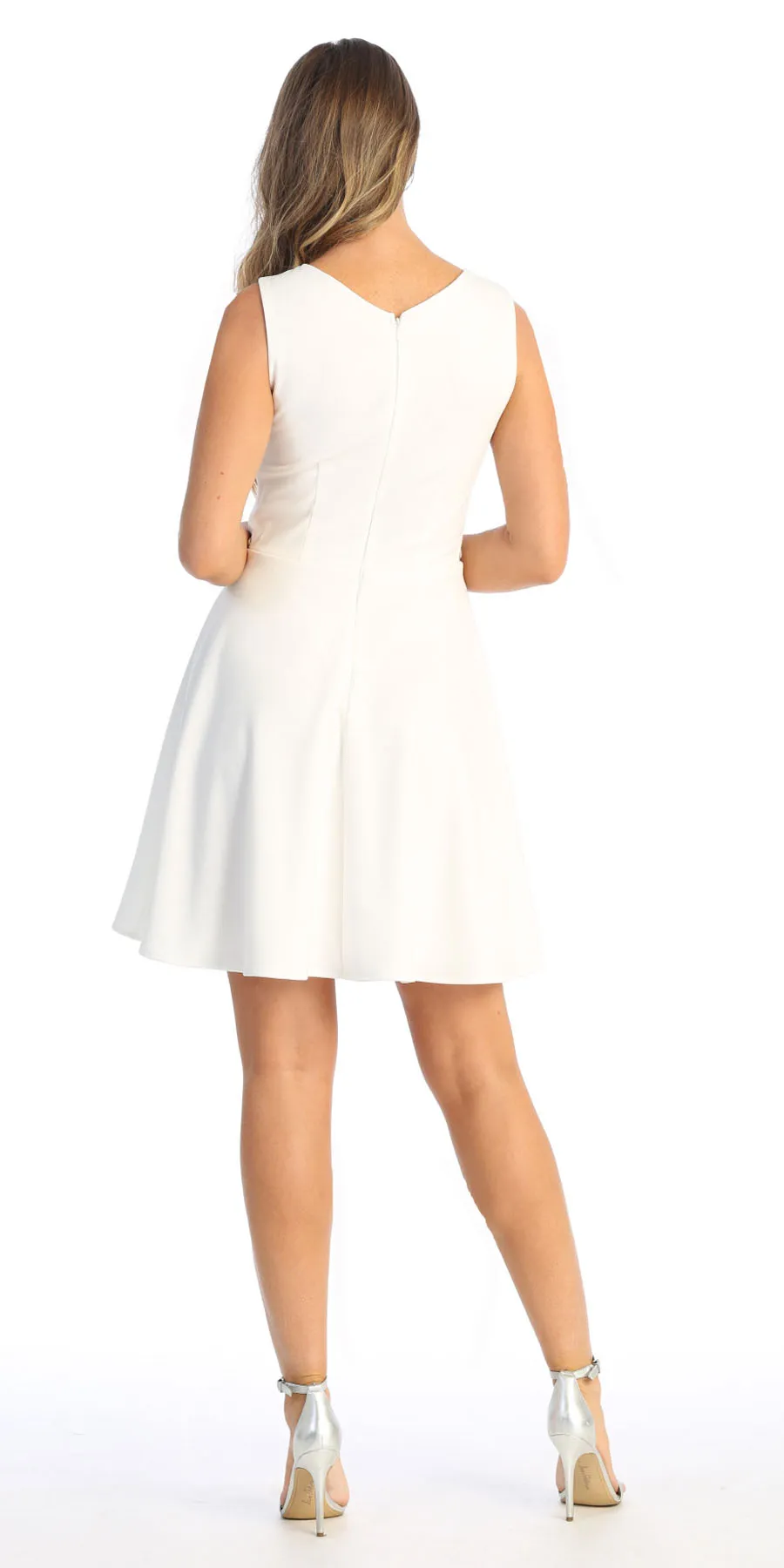 Celavie 6528-S Short A-Line Sleeveless Dress with Rhinestone Waist