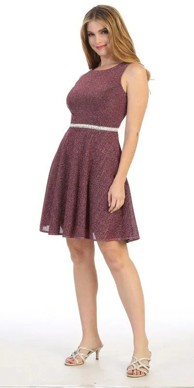 Celavie 6846S Embellished Waist Short Sleeveless Cocktail Dress