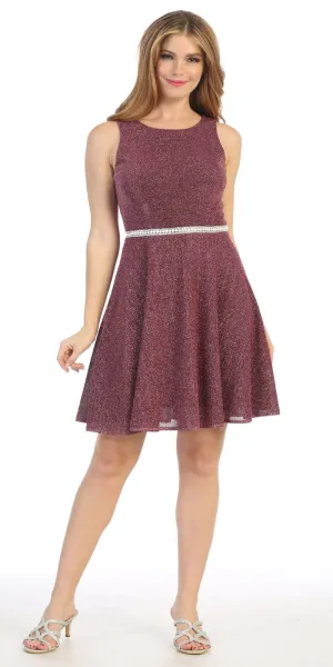 Celavie 6846S Embellished Waist Short Sleeveless Cocktail Dress
