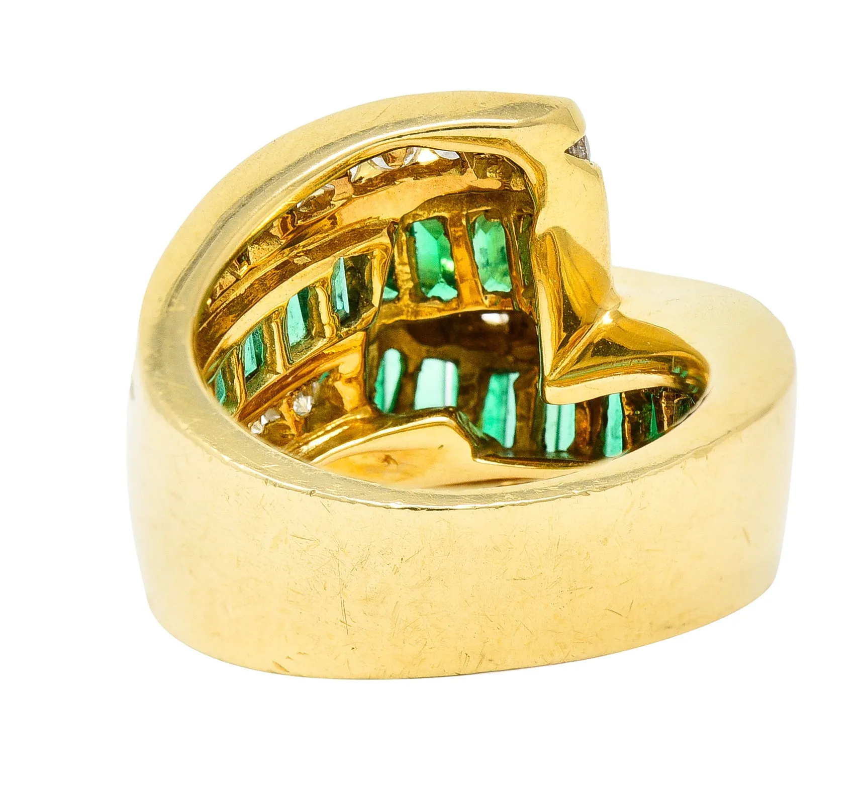 Charles Krypell 4.00 CTW Emerald Diamond 18 Karat Gold Ribbon Ring