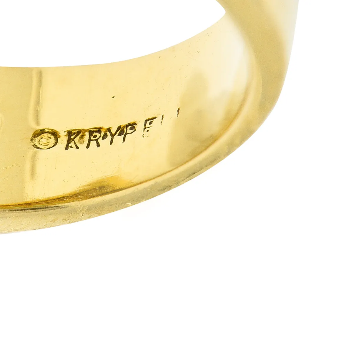 Charles Krypell 4.00 CTW Emerald Diamond 18 Karat Gold Ribbon Ring