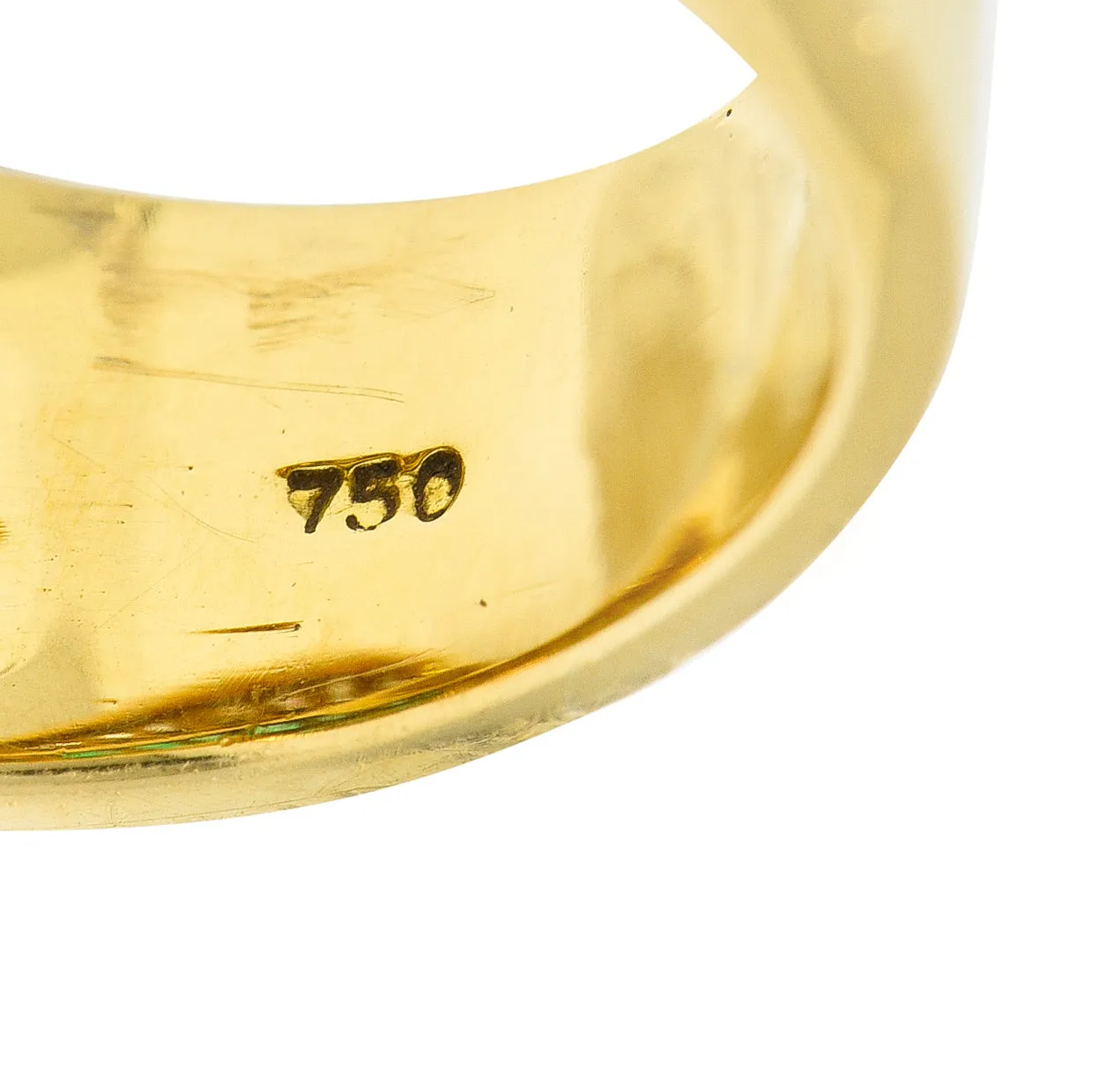 Charles Krypell 4.00 CTW Emerald Diamond 18 Karat Gold Ribbon Ring