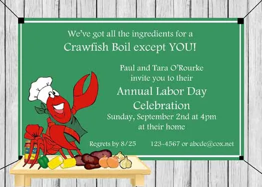 CHEF CRAWFISH WITH THE FIXINGS CUSTOM INVITATION