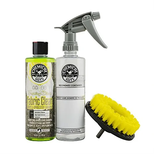 Chemical Guys CWS20316 Foaming Citrus Fabric Clean, Easy-to-Use Drill Brush Carpet & Upholstery Fabric Cleaning Kit 16 fl oz