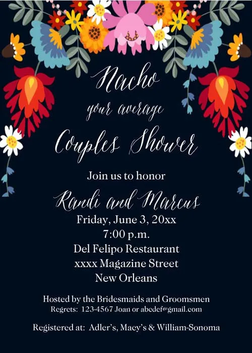 CINCO DE MAYO FLOWERS CUSTOM INVITATION