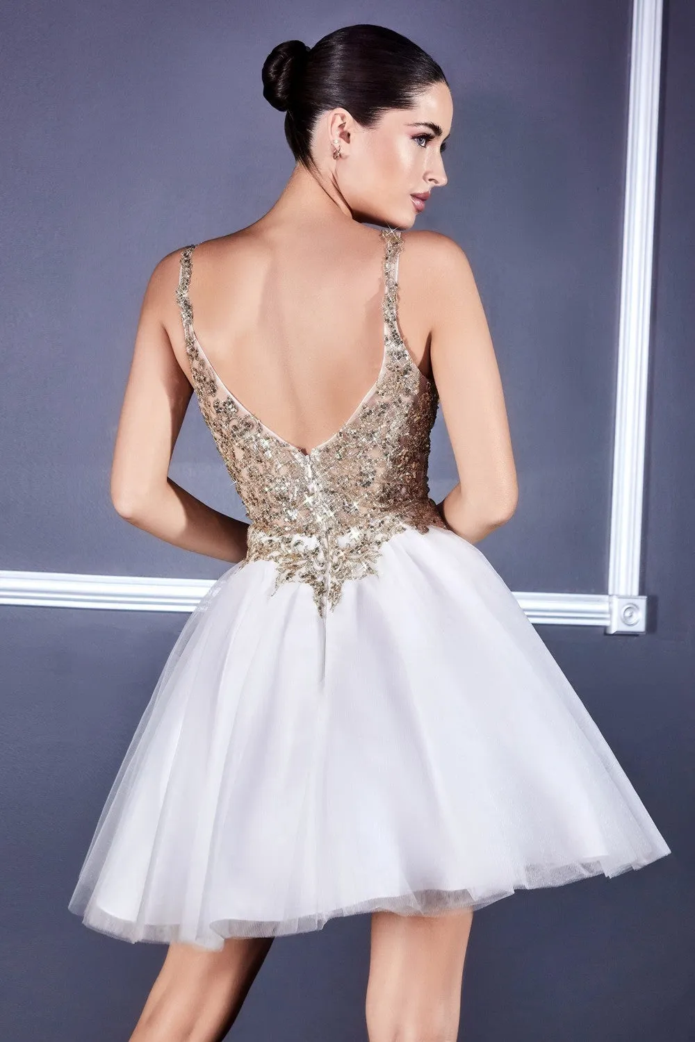 Cinderella Divine 9239 Short Poofy Layered A-Line Gown Tulle Skirt