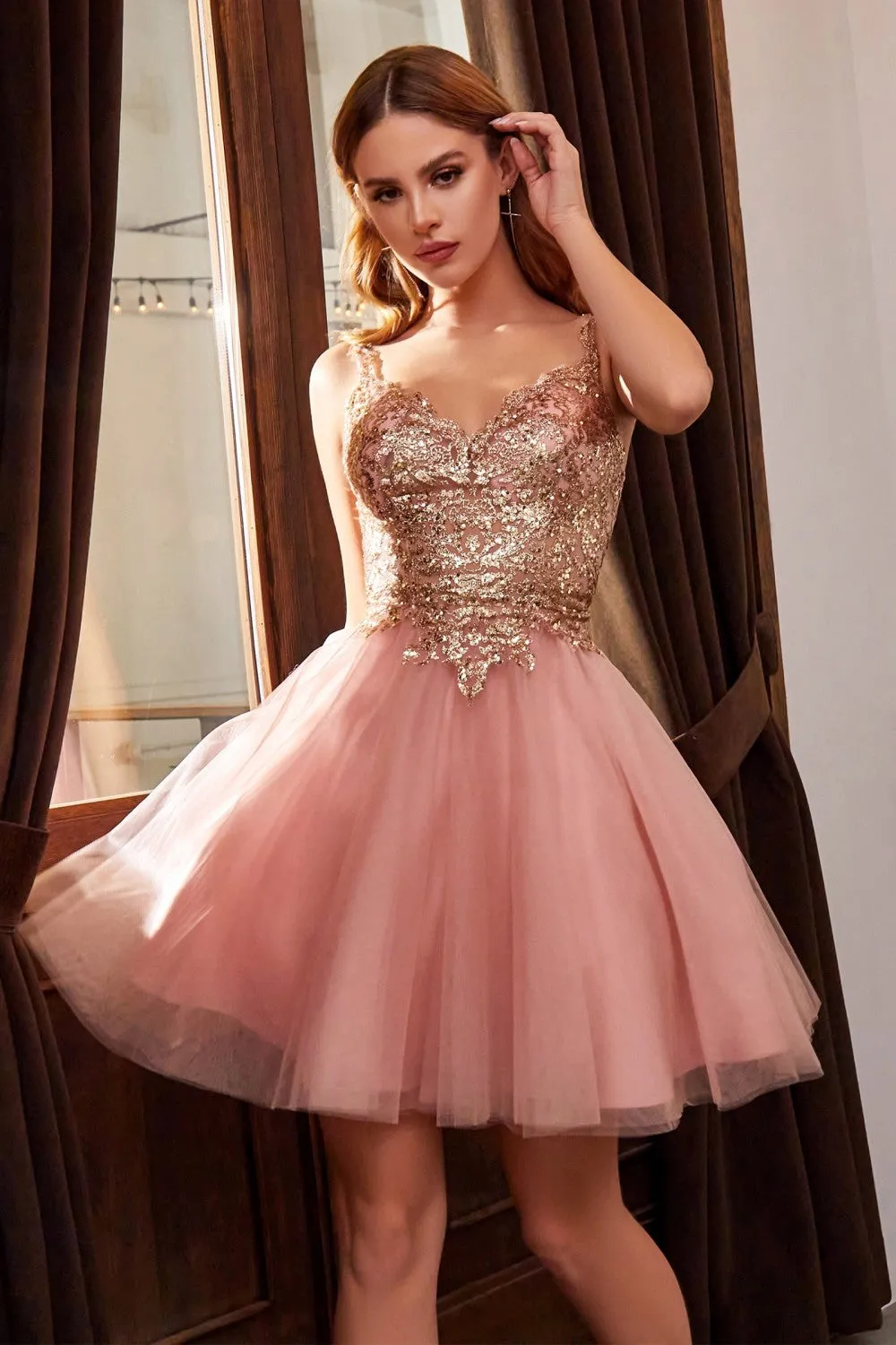 Cinderella Divine 9239 Short Poofy Layered A-Line Gown Tulle Skirt