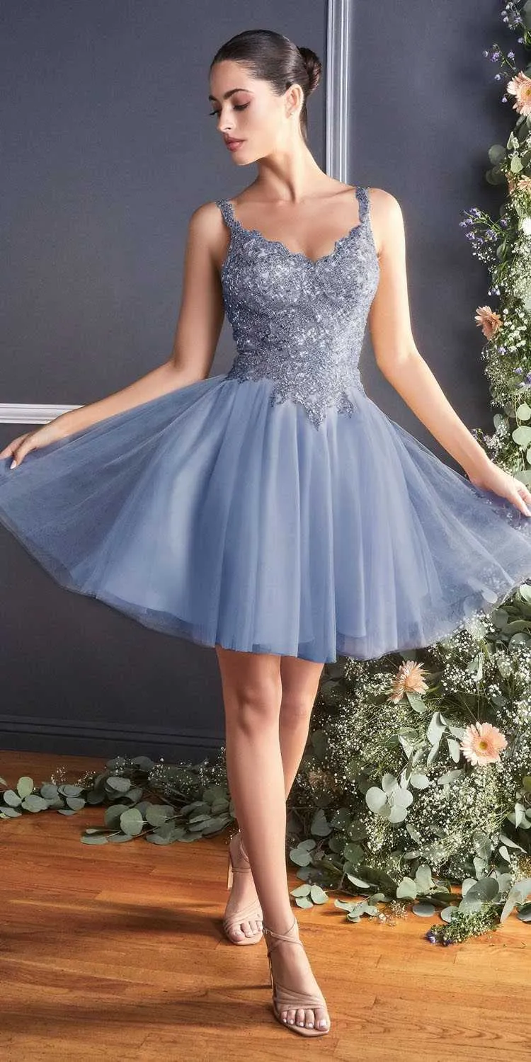 Cinderella Divine 9239 Short Poofy Layered A-Line Gown Tulle Skirt