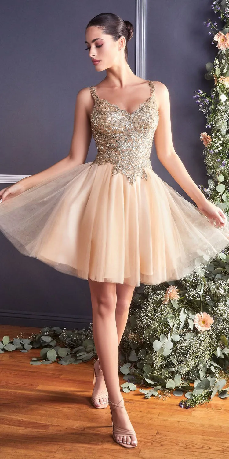 Cinderella Divine 9239 Short Poofy Layered A-Line Gown Tulle Skirt
