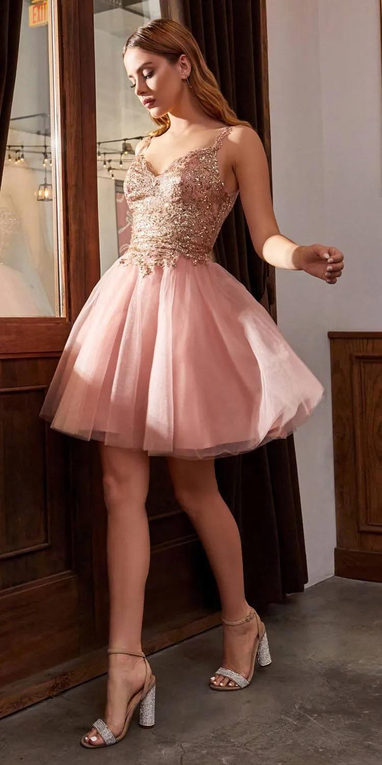 Cinderella Divine 9239 Short Poofy Layered A-Line Gown Tulle Skirt