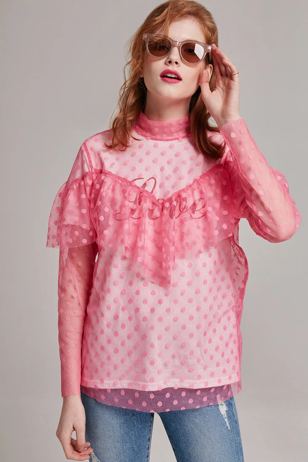 Claire Polka Dot Ruffle Top