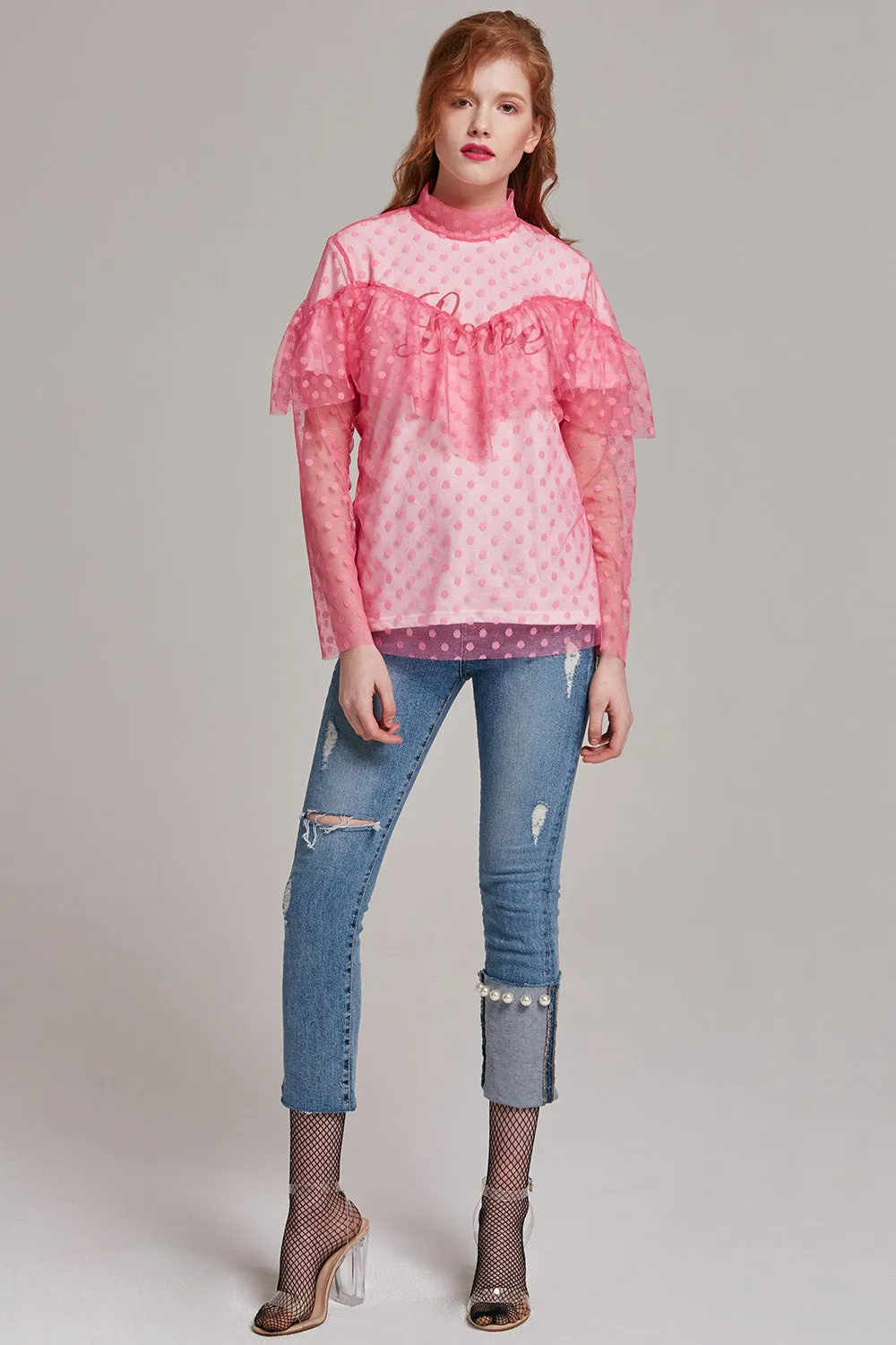 Claire Polka Dot Ruffle Top
