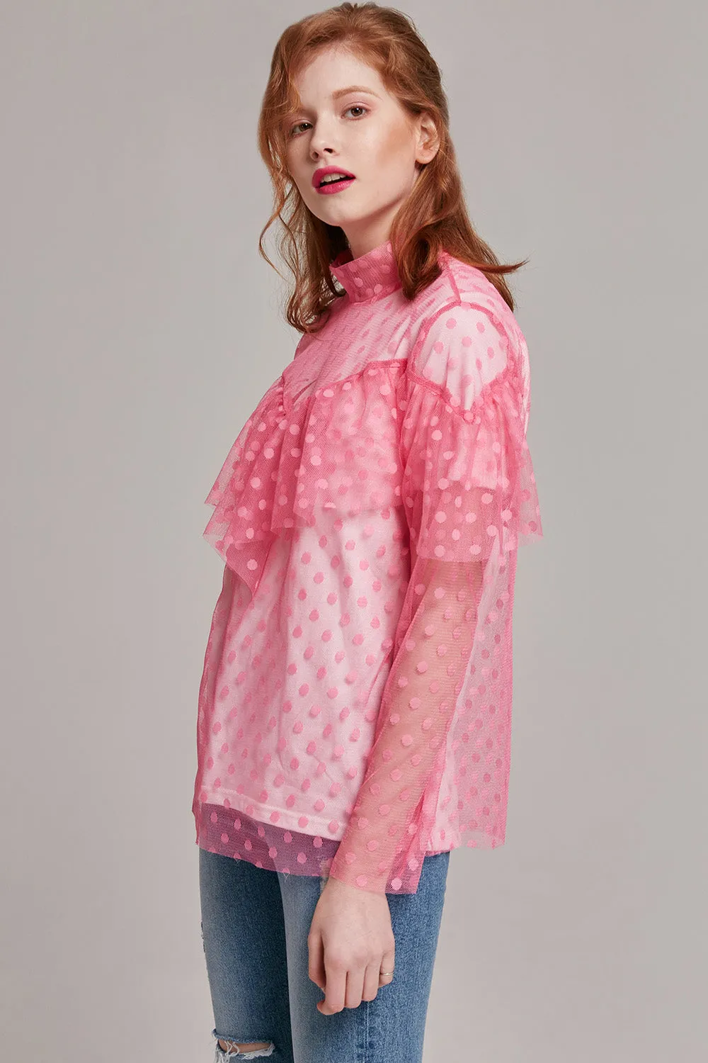 Claire Polka Dot Ruffle Top