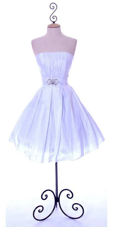 CLEARANCE - Cinderella Divine 5039 Knee Length White A-Line Dress (Size M)