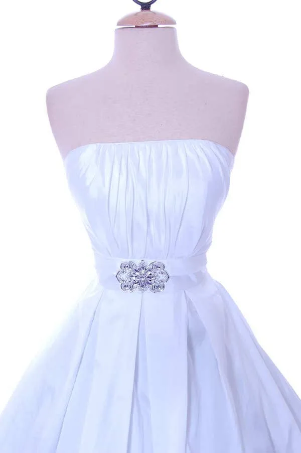 CLEARANCE - Cinderella Divine 5039 Knee Length White A-Line Dress (Size M)
