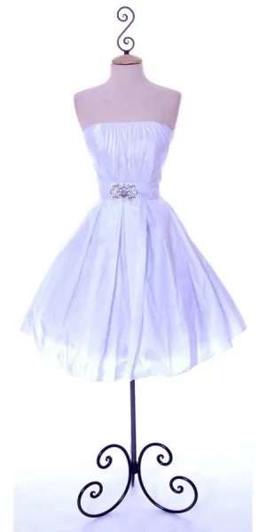 CLEARANCE - Cinderella Divine 5039 Knee Length White A-Line Dress (Size M)