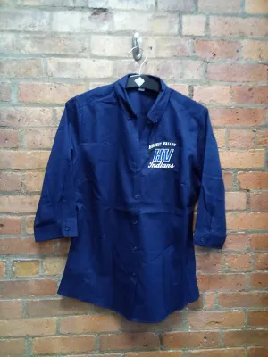 CLEARANCE - Hoosic Valley Indians Ladies 3/4 Sleeve Button Up Shirt - Size Medium