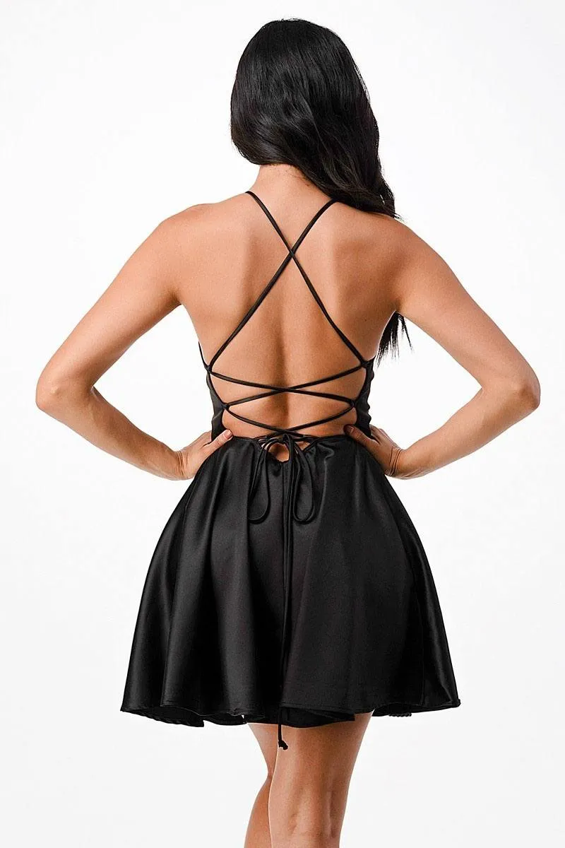 CLEARANCE - La Scala 25713 Short Fit and Flare Dress Spaghetti Straps (Size M)