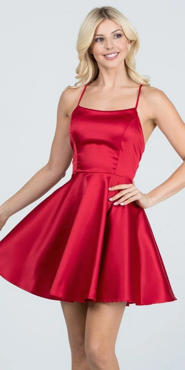 CLEARANCE - La Scala 25713 Short Fit and Flare Dress Spaghetti Straps (Size M)