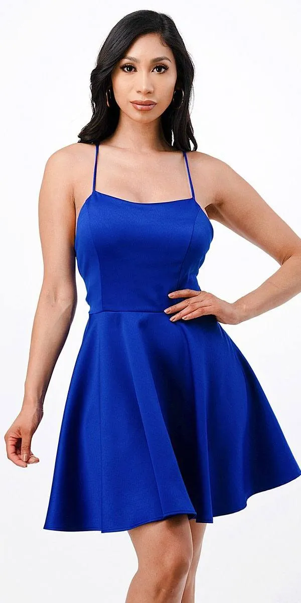 CLEARANCE - La Scala 25713 Short Fit and Flare Dress Spaghetti Straps (Size M)