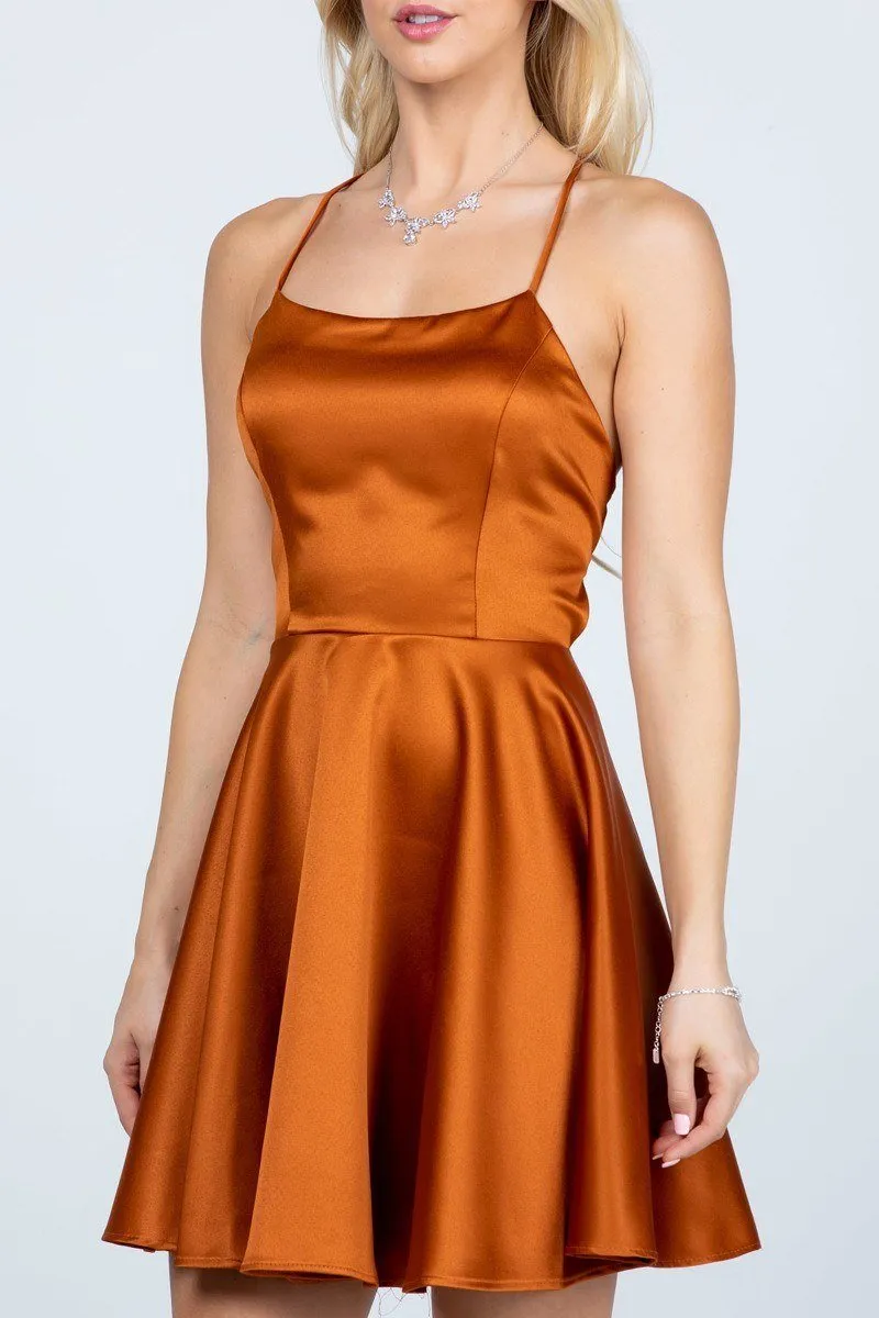 CLEARANCE - La Scala 25713 Short Fit and Flare Dress Spaghetti Straps (Size M)