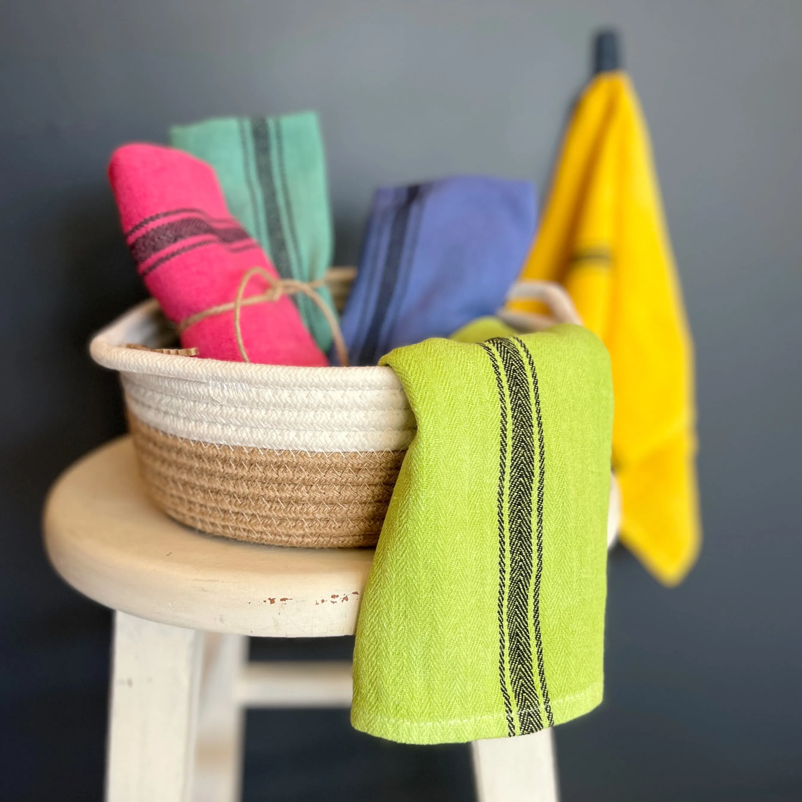 Color pop hand-dyed tea, bar and kitchen towels