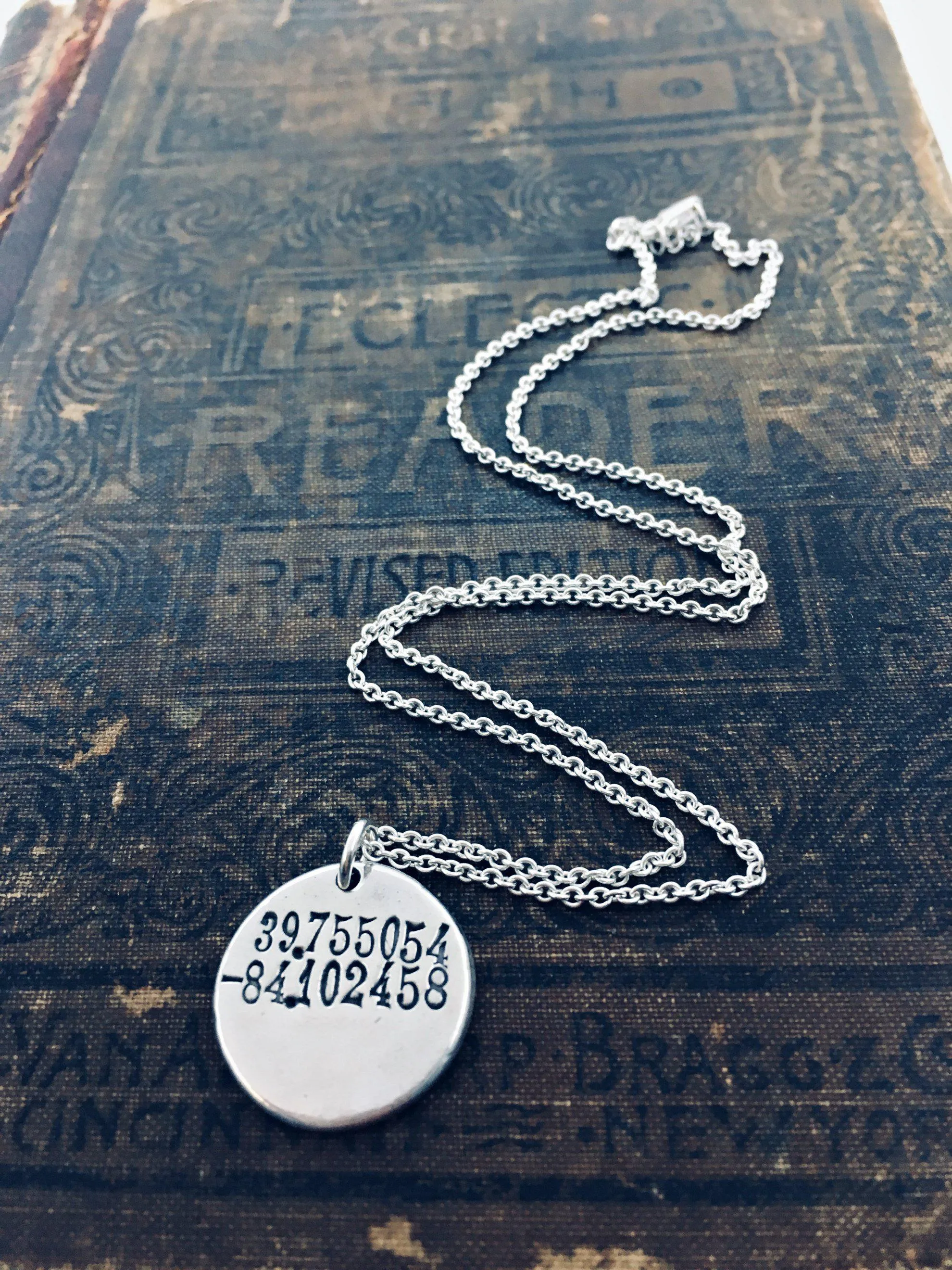 Compass Coordinates Wax Seal Necklace