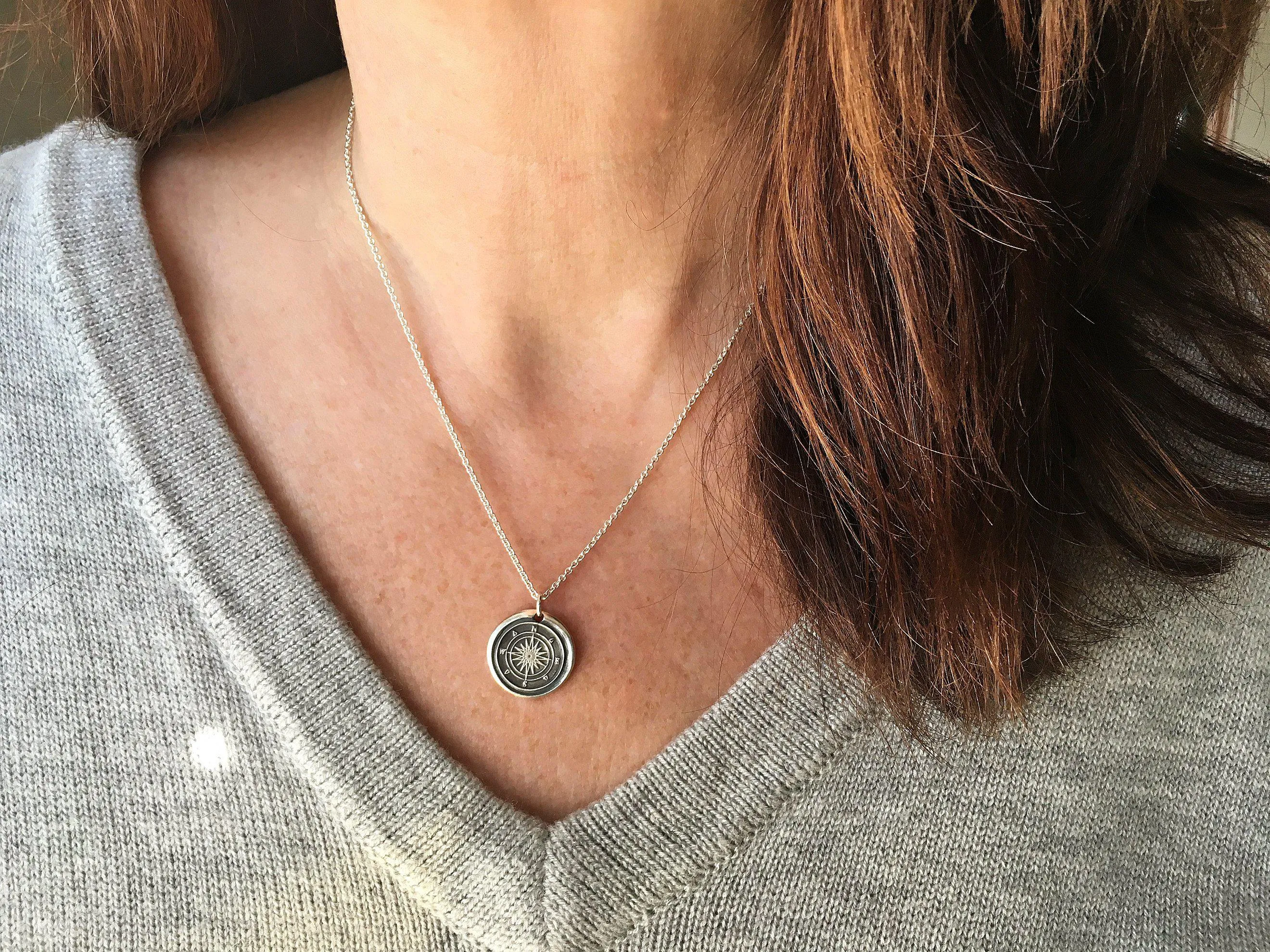 Compass Coordinates Wax Seal Necklace