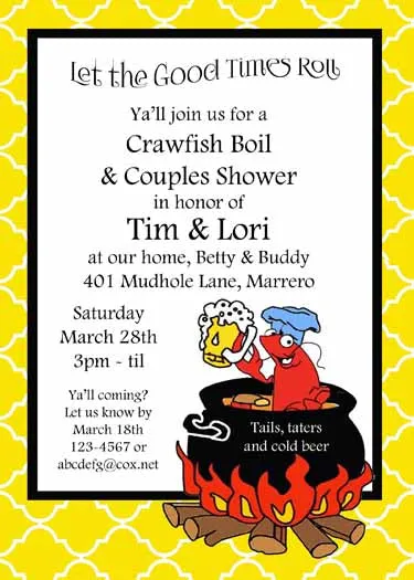 CRAWFISH IN BOILING POT CUSTOM INVITATION