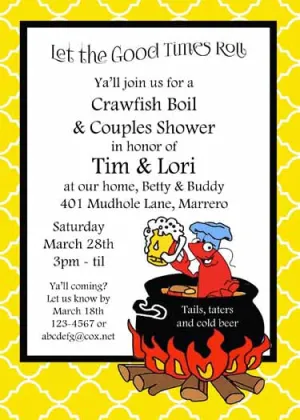 CRAWFISH IN BOILING POT CUSTOM INVITATION