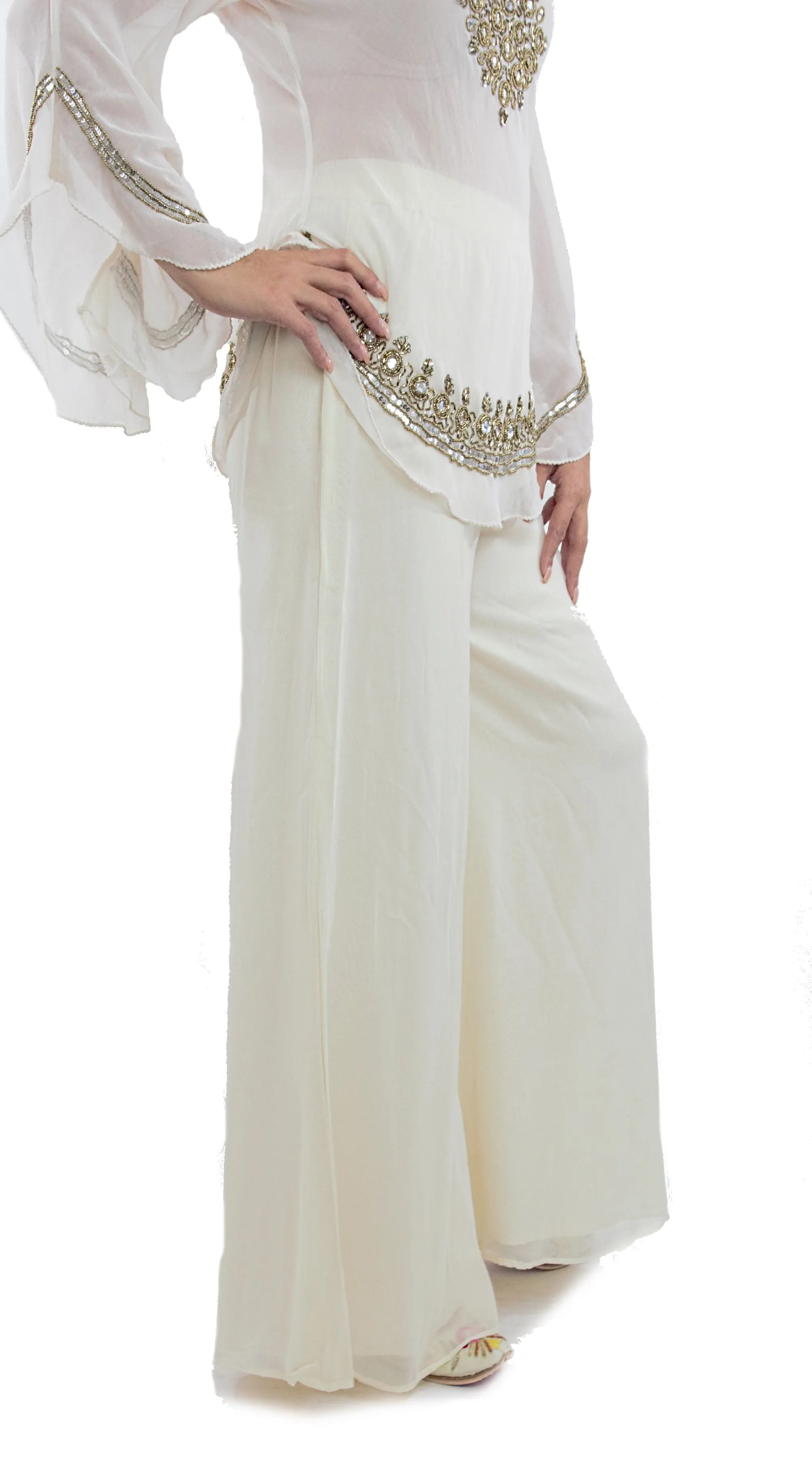 Cream Color Palazzo in Georgette Fabric