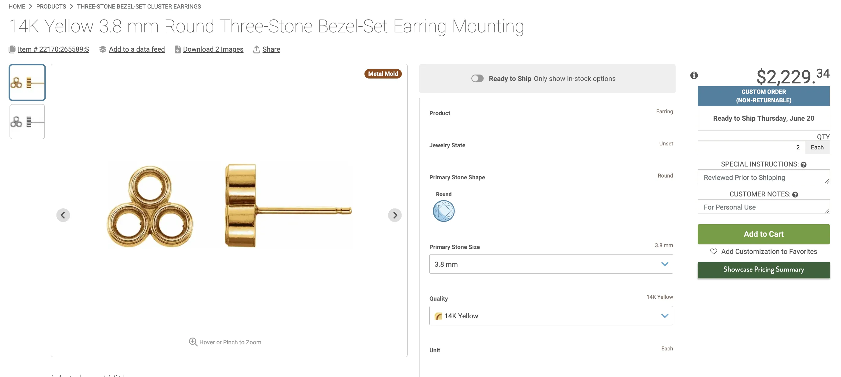 Custom 3 Stone Bezel Set Cluster Earrings