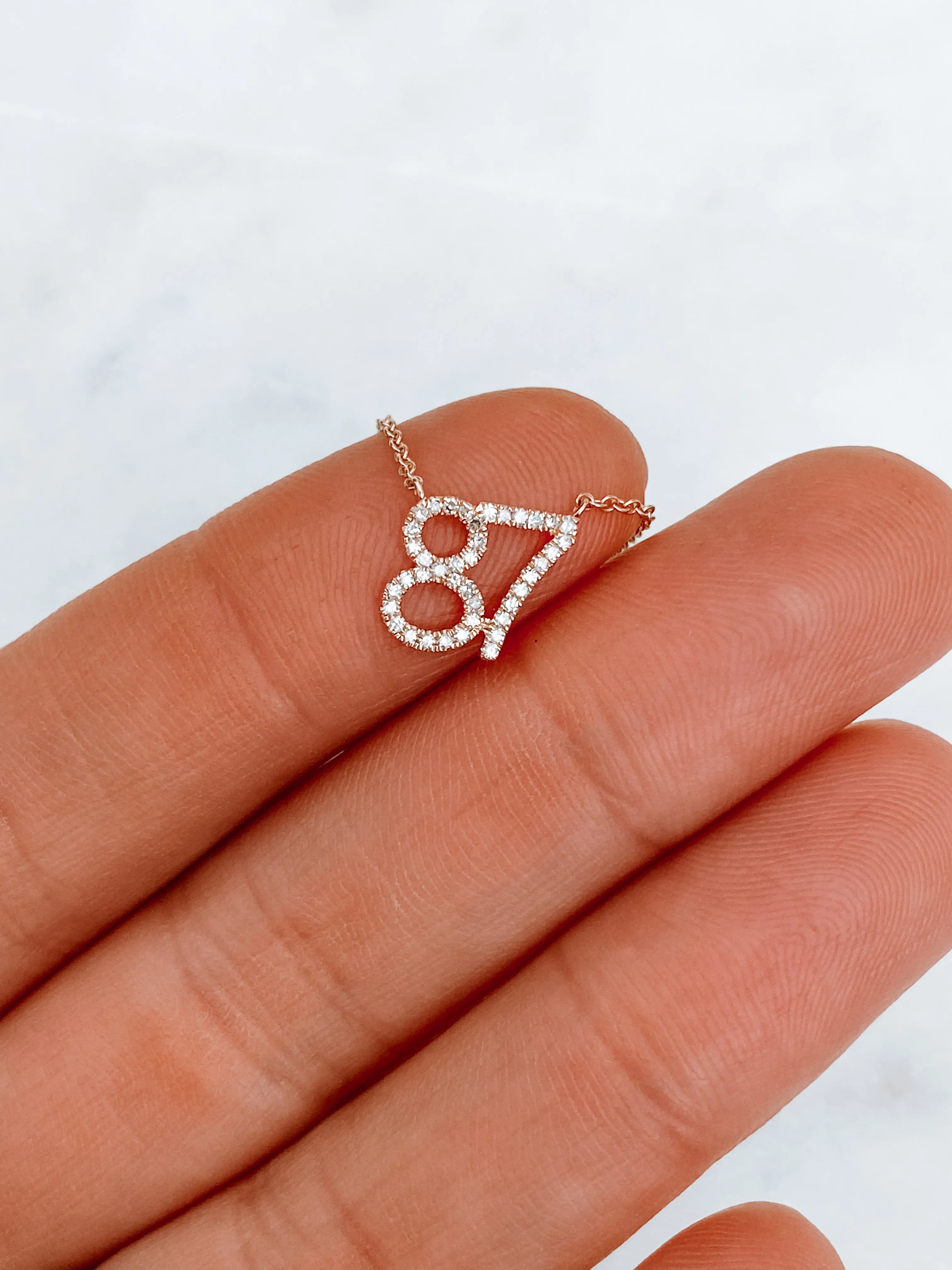 Custom Diamond Number Necklace